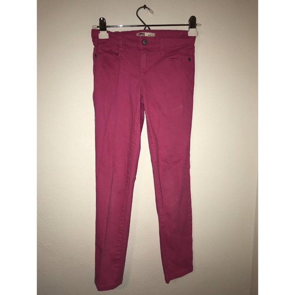 L E I Jeans Girls 10 Kate Low Rise Skinny Pink Stretch Waist - Picture 1 of 7